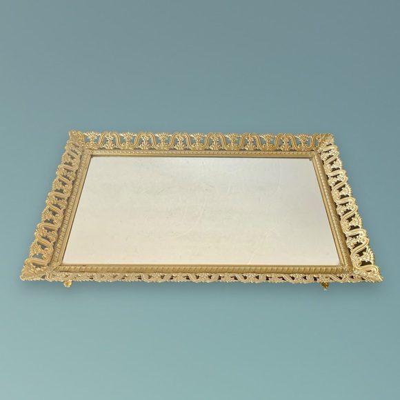 1954 Hollywood Regency Standing Mirror Vanity Display Tray 10x15” w/ Note - Picture 1 of 12